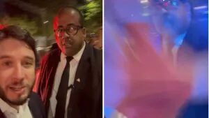 Empresário tem celular derrubado ao filmar bloqueio no casamento do filho de Moraes; vídeo