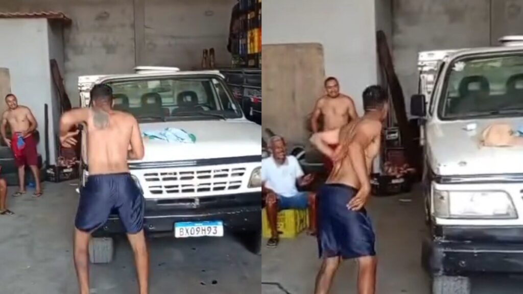 Homem leva cintada forte nas costas por R$ 150 em desafio e vídeo viraliza