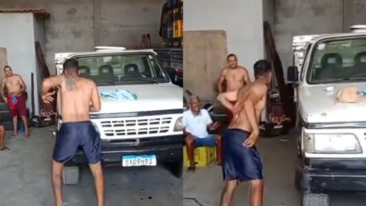 Homem leva cintada forte nas costas por R$ 150 em desafio e vídeo viraliza
