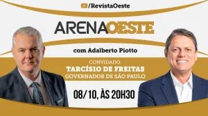 Arena Oeste com Adalberto Piotto de 8/10/2026: conversa com Tarcísio de Freitas